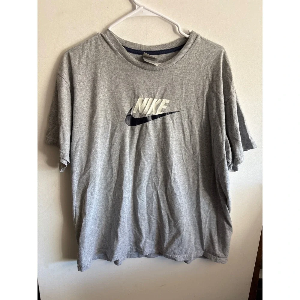 VTG Nike Gray T Shirt Large Swoosh Logo Tee Menswear Athleisure‎ Top